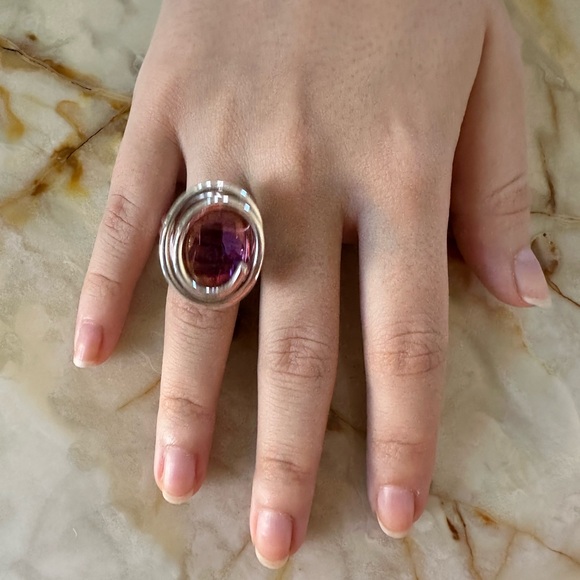 925 Sterling Silver Jewelry - Stunning Silver Murano Ring